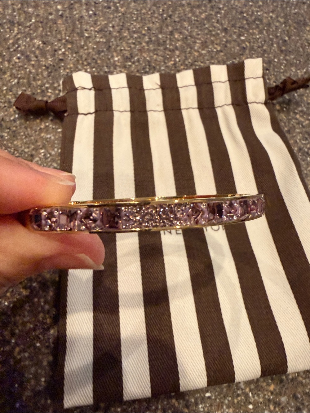 henri bendel Gold Bangle with Lavender Crystal Row - Picture 5 of 14